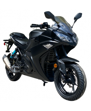 200cc Gas Motorcycle Super Sports 200 with CVT Auto Tranny, 14 inch Aluminium Wheels Matt Black 