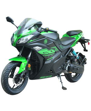 200cc Gas Motorcycle Super Sports 200 with CVT Auto Tranny, 14 inch Aluminium Wheels Green Black 2 tone