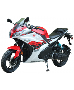 200cc Gas Motorcycle Super Sports 200 with CVT Auto Tranny, 14 inch Aluminium Wheels Red White 2 tone