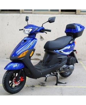 150cc Moped Scooter RZ 150 BLUE with New Design Sporty Look, Black Wheel, Electric and Kick Start, Low Seat Height