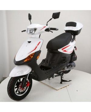 150cc Moped Scooter RZ 150 WHITE with New Design Sporty Look, Electric and Kick Start, Low Seat Height