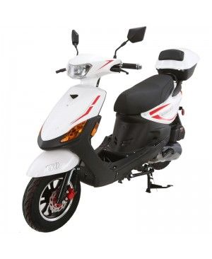 150cc Moped Scooter RZ 150 WHITE with New Design Sporty Look, Electric and Kick Start, Low Seat Height