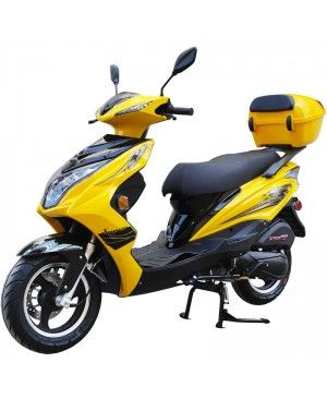 200cc Gas Moped Scooter Super 200 Yellow, Automatic CVT Big Power Engine, Sporty Style