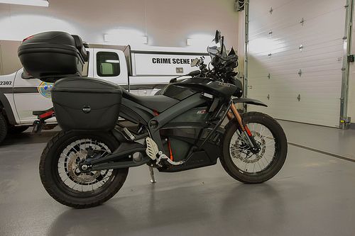 Electric Motorcycle in Garage